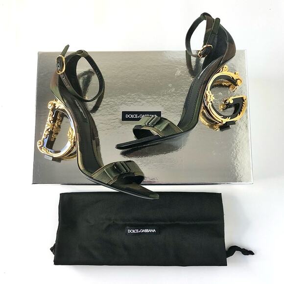 NIB Dolce And Gabbana Baroque DG Camouflage Patchwork Strappy Sandals 37.5 - Picture 1 of 14